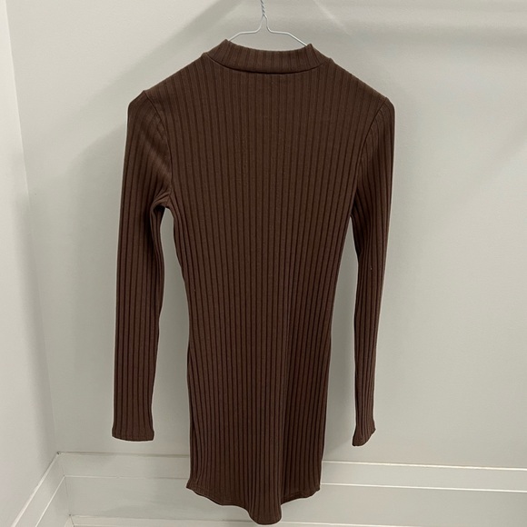 Turtle neck dress - Chocolate Brown - Picture 3 of 4